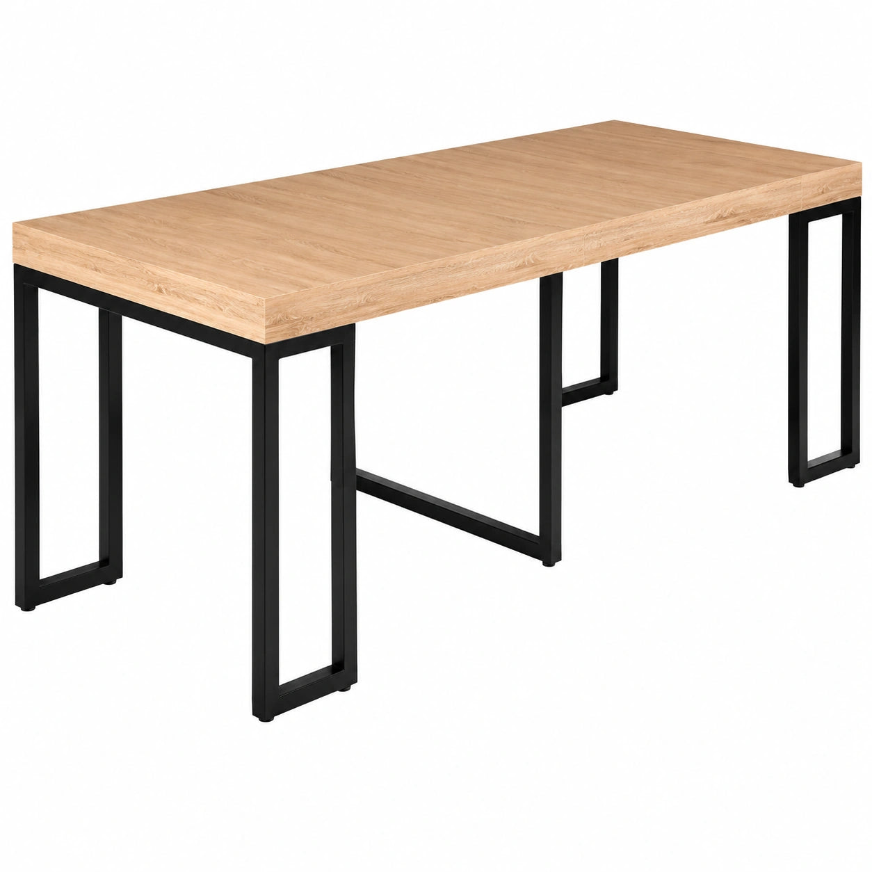 Table Console Extensible 2-en-1 Effet Bois et Métal Noir