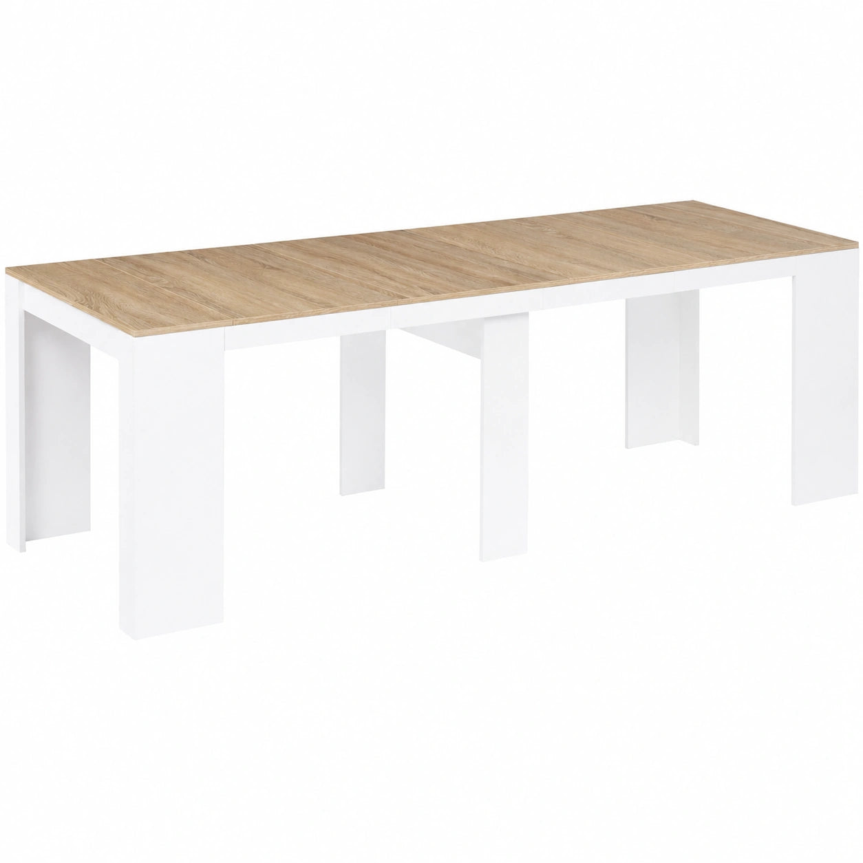Table Console Extensible 10 Personnes, Bois Blanc et Hêtre