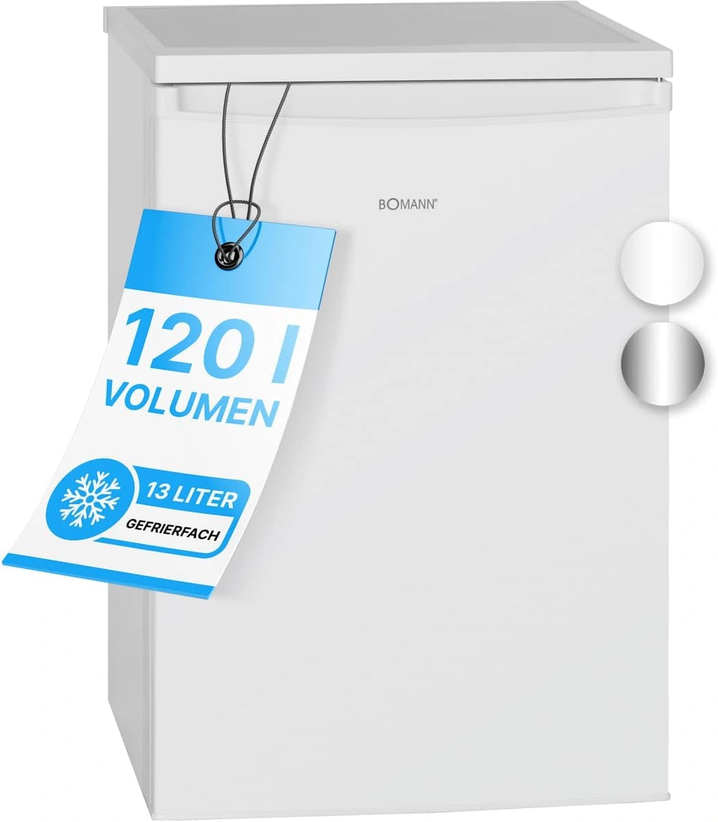 Lodówka Bomann – półki, kolor biały, pojemność 120 l, do kuchni