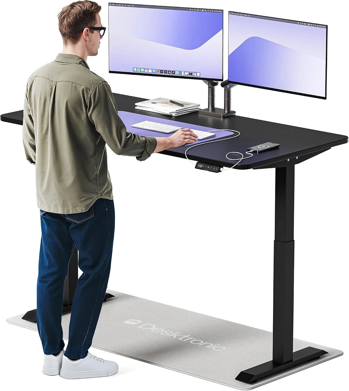 Biurko Desktronic – sterowanie dotykowe, regulacja wysokości, wymiary 160 x 80 cm, do codziennego zastosowania