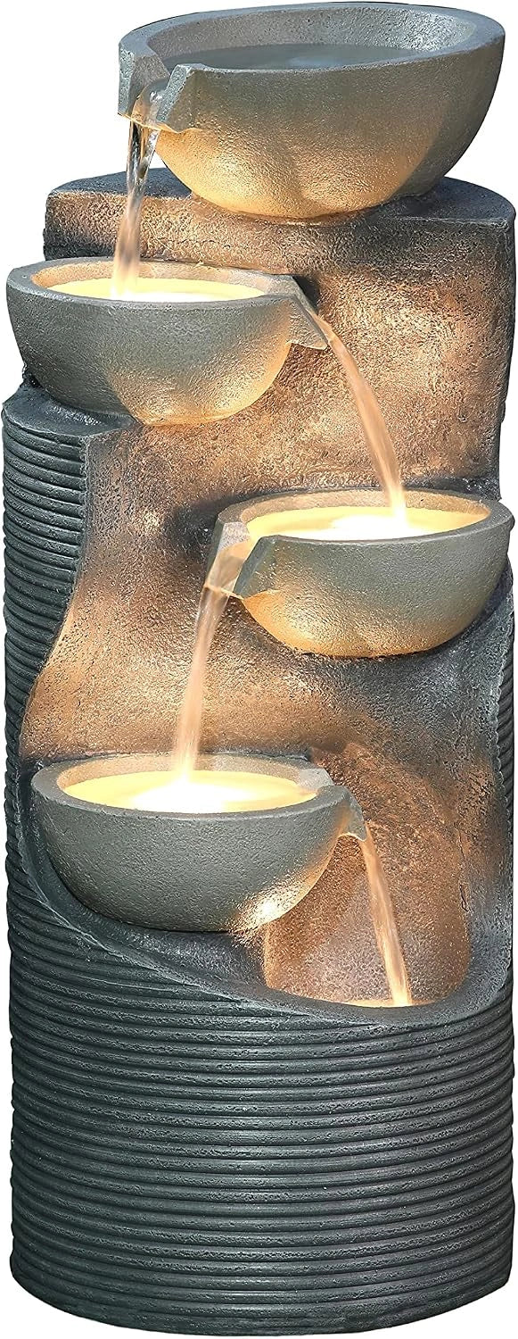 Fontanna ogrodowa Dehner – kolor szary, wymiary 81 x 34 x 33 cm, do codziennego zastosowania
