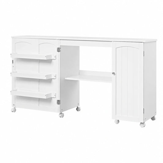 Armoire de Couture Pliable Multifonction avec Table et Étagères