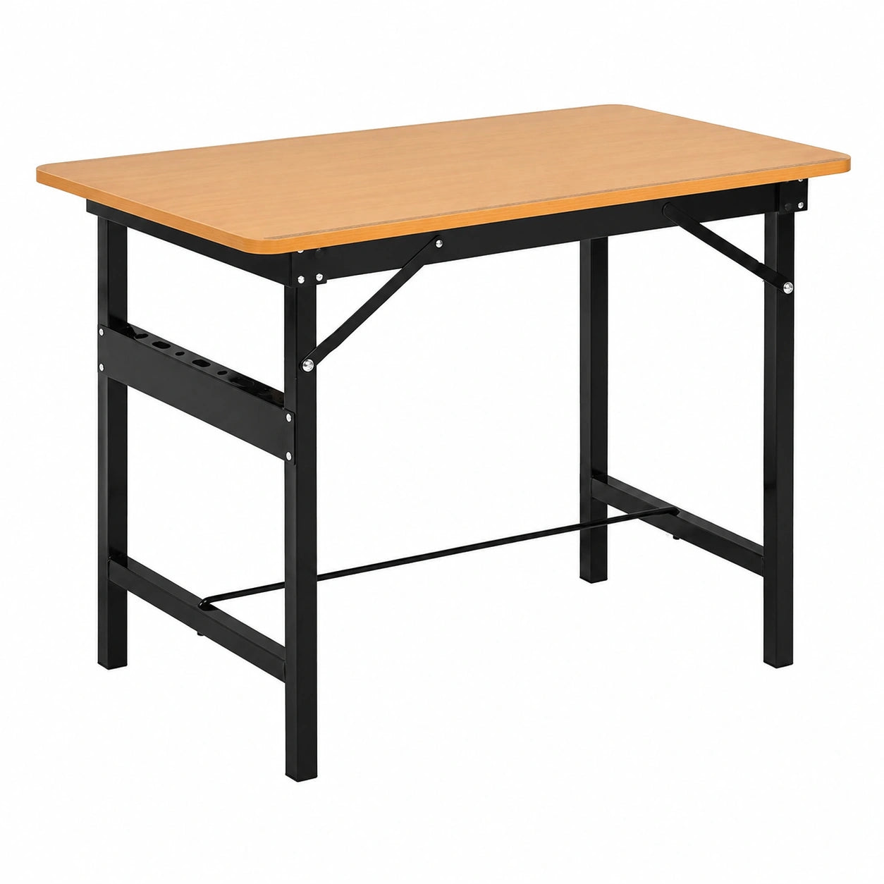 Table de Travail Pliable avec Règle et Rapporteur en MDF 100 x 60 x 75,5 cm Jaune Noir