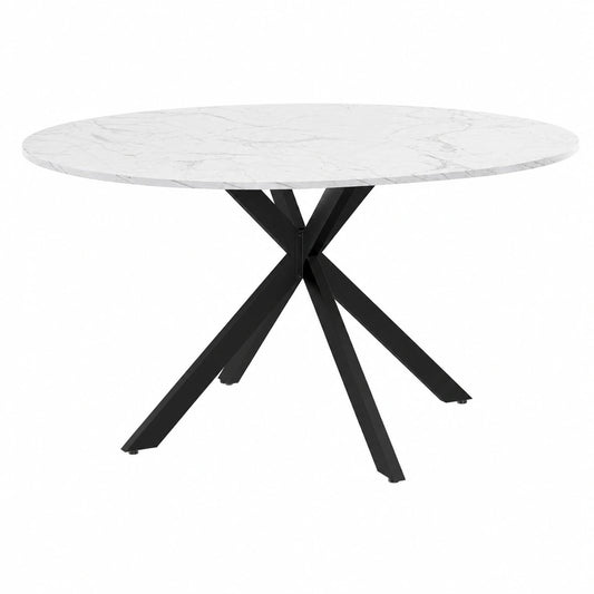 Table à manger extensible ronde 4-8 personnes avec plateau effet marbre
