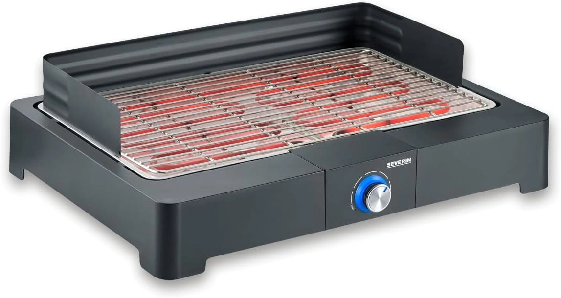 Grill elektryczny Severin – funkcja grilla, kolor czarny i srebrny, moc 2200 W, do codziennego zastosowania