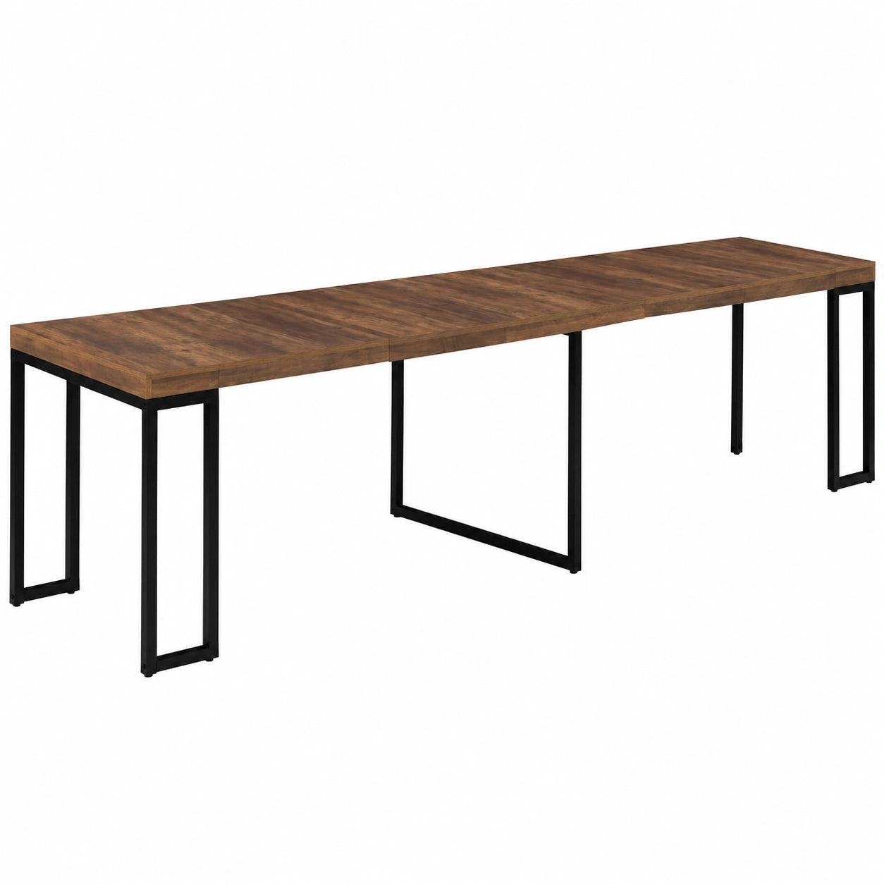 Table Console Extensible 300 cm pour 14 Personnes en Bois Foncé Style Industriel