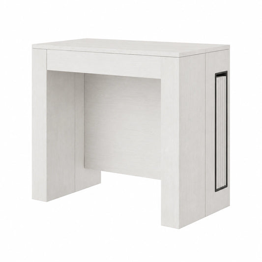Table console extensible avec porte-rallonges, blanc frêne, jusqu'à 12 places, 45 à 300 cm