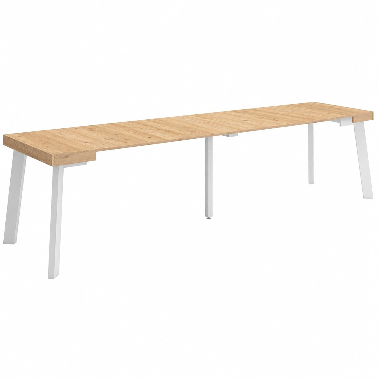 Table console extensible moderne en chêne pour 14 personnes