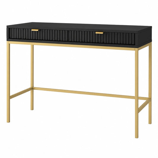 Table console extensible avec pieds dorés noirs