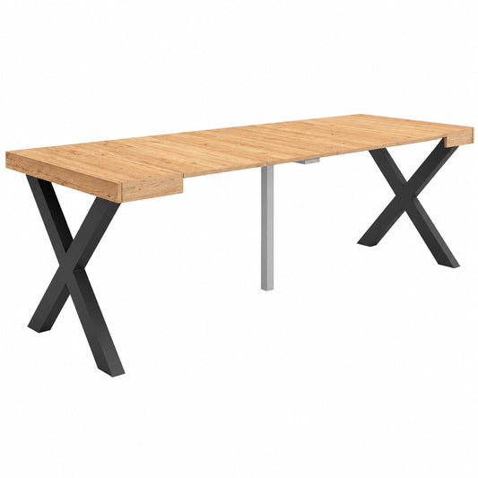 Table console extensible moderne pour 10 personnes en chêne