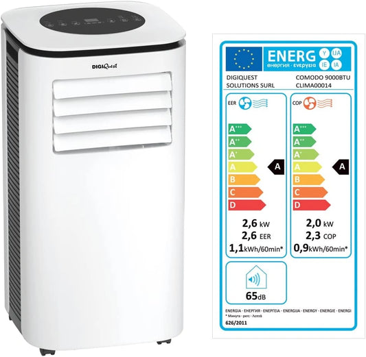 Klimatyzator DIGIQUEST – programator czasowy, konstrukcja 4 w 1, wydajność 9000 BTU, do pomieszczeń domowych