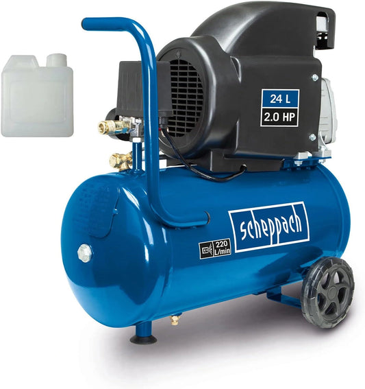 Kompresor Scheppach – moc 1500 W, pojemność 220 l, do codziennego zastosowania