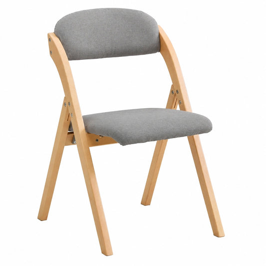 Chaise pliante en bois avec assise rembourrée gris clair pour salon et cuisine
