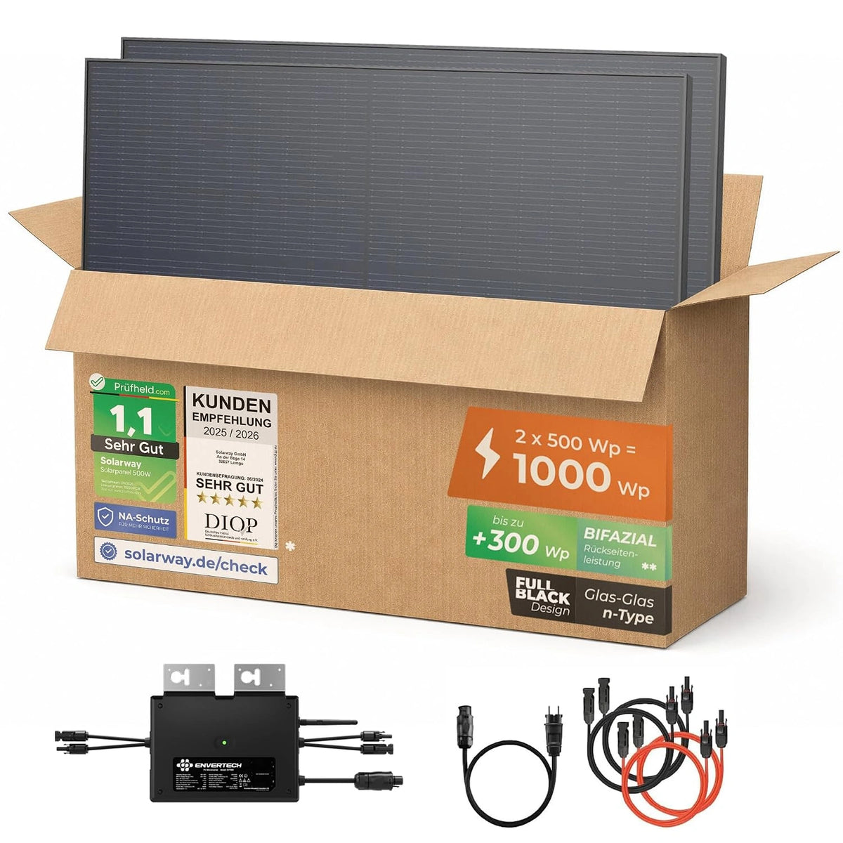 Zestaw fotowoltaiczny Solarway – moc 1000 W, do instalacji balkonowej